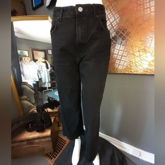 Zara Classic Black Women's Straight Wide Leg Jeans - Picture 13 of 15